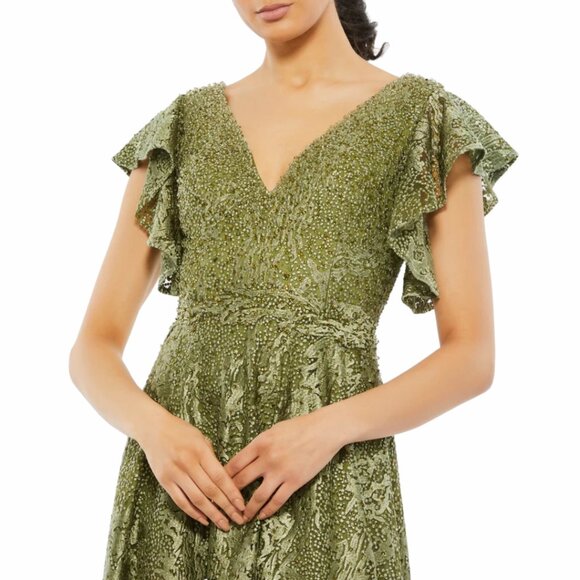 $798 Mac Duggal 20310 Womens Size 16 Olive Green Long Formal Gown Maxi Dress NWT - Picture 3 of 4